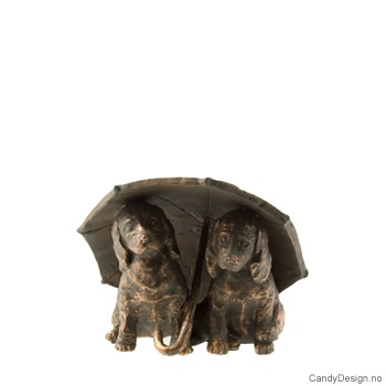 Children with bronze finish  Dogs under umbrella