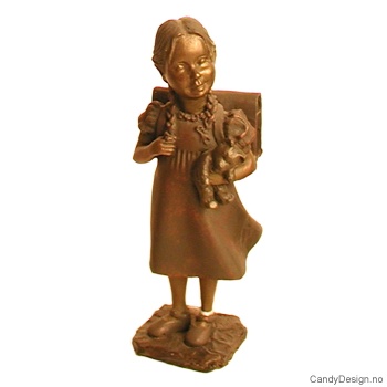 Bronse pike med skoleveske