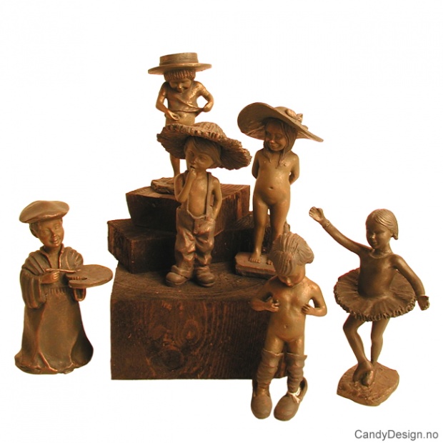 Carl Larson children with bronze finish assorted