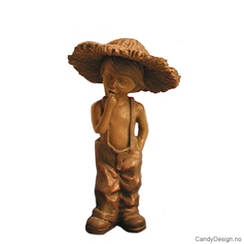 Bronse Carl Larsson barn - Gutt med stråhatt