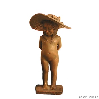 Bronse Carl Larsson barn - Naken jente med stor hatt