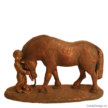Horse with boy with bronze finish
