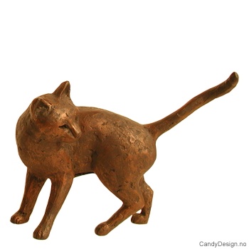 Cat sculpture with bronze finish
