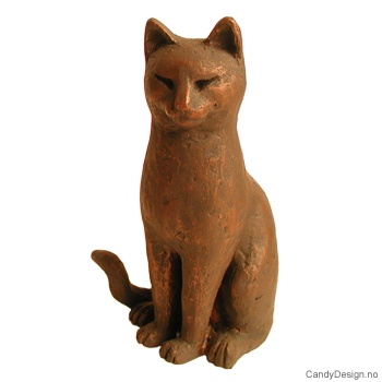 Cat sculpture with bronze finish