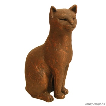 Cat sculpture with bronze finish