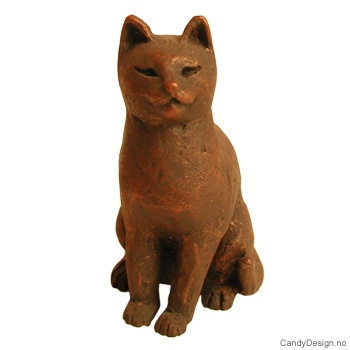 Cat sculpture with bronze finish