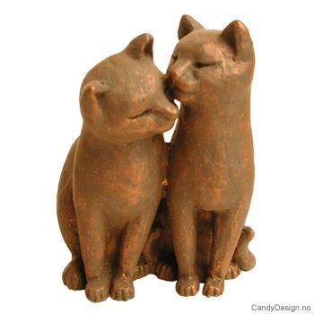 Cat sculpture with bronze finish