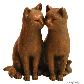 Cat sculpture with bronze finish