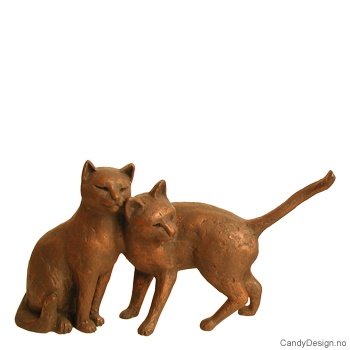 Cat sculpture with bronze finish