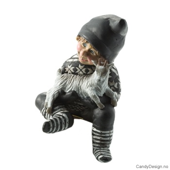 Troll på kant med geitbukk Sort/Hvit genser