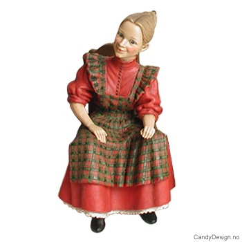 Carl Larsson sittende mor med Rød med skotskrutet med stol