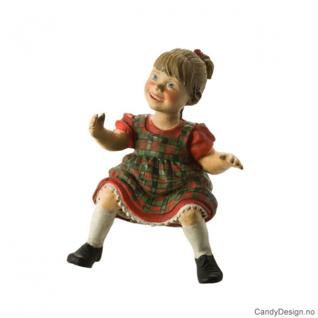 Sittende liten Carl Larsson pike Rød med skotskrutet