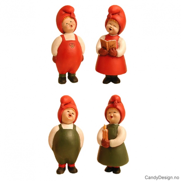 Syngende barn i rødt - 4 assortert