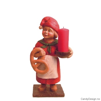 Nissemor i rødt med lysholder