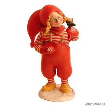 Christmas gnome girl in red and white