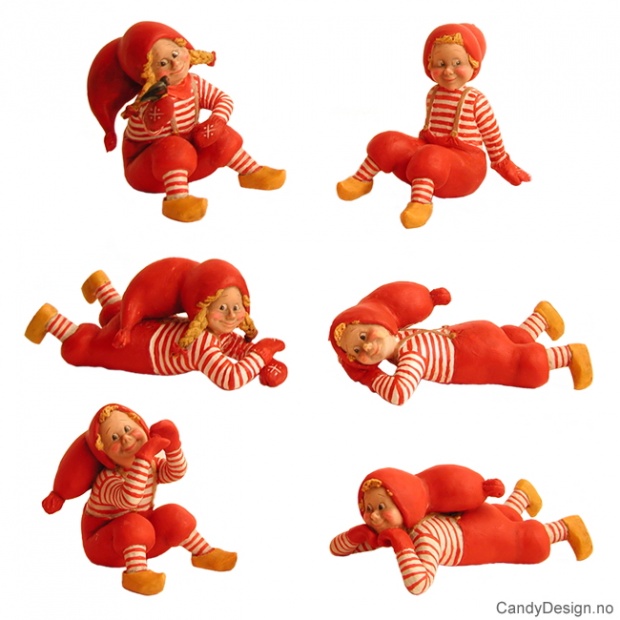 Danske nisser sittende og liggende assortert