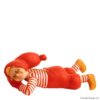 Liggende nissegutt (hode på hendene)