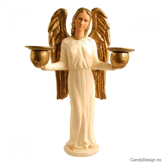 Large angels with tall wings and candleholder