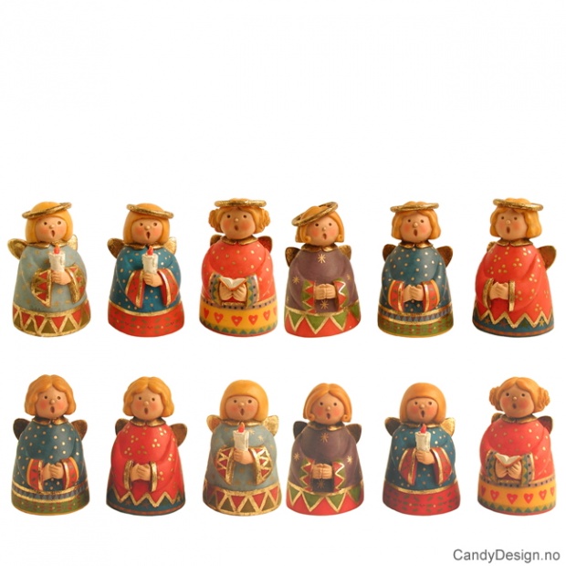 Runde engler med glorie assortert