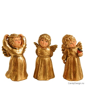 3 Små engler med ring, fugl m.m.