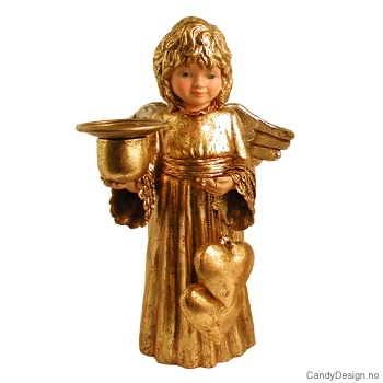 Engel med hjerter og bjeller - Gull/antikk