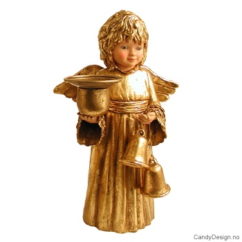 Engel med hjerter og bjeller - Gull