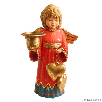 Engel med hjerter og bjeller - Rød