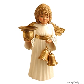 Engel med hjerter og bjeller - Hvit