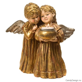 Stort romantisk englepar med telys