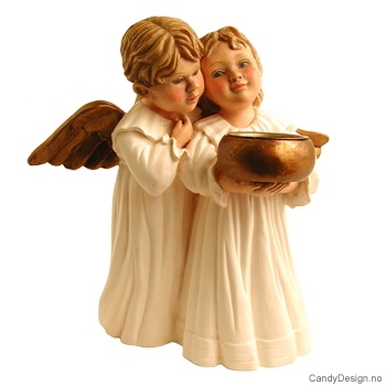 Stort romantisk englepar med telys