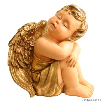 Stor sittende engel i farger