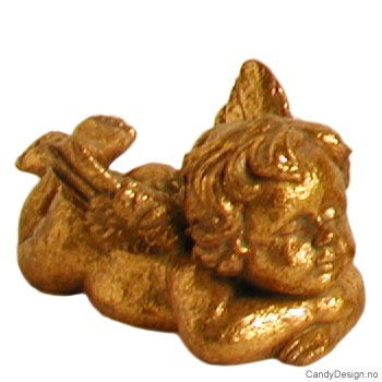 Liten liggende engel i gull