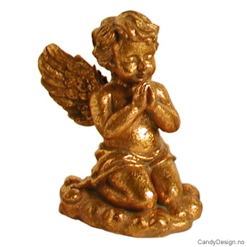 Liten sittende engel i gull