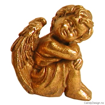 Liten sittende engel i gull