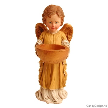 Liten stående engel med lysholder