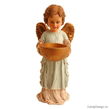 Liten stående engel med lysholder