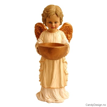 Liten stående engel med lysholder