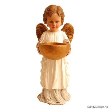 Liten stående engel med lysholder