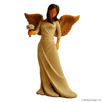 Engel med blomsterbukett