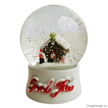 Snowglobe with storehouse and gnomes