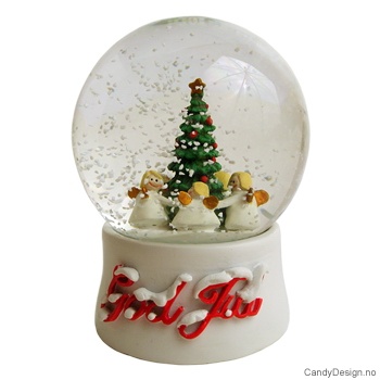 Snowglobe with angels and christmas tree