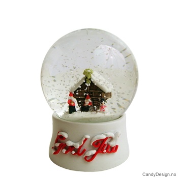 Small snowglobe with storehouse with gnomes