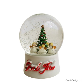 Small snowglobe with angels and christmas tree