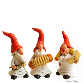 Lite nissekor med tre nisser - Hvit assortert