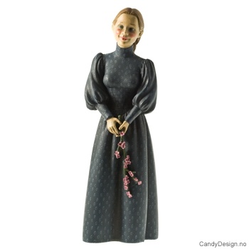 Stående blomsterdame i med blå kjole