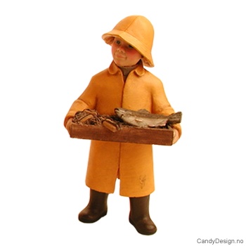 Enkle barn tilbake fra fisketur - Gutt med fiskekasse