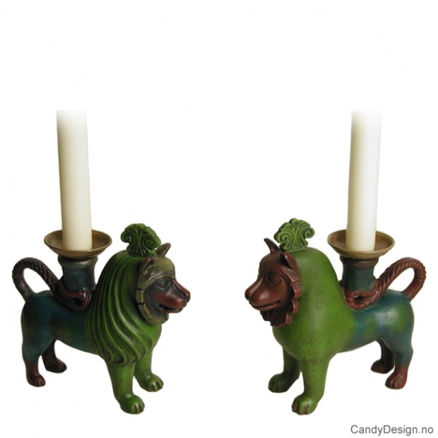 Grønn/Blå løvelysestake