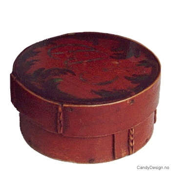 Liten rund rosemalt boks