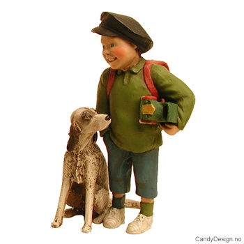 Barn med hund - Gutt med grønn polo