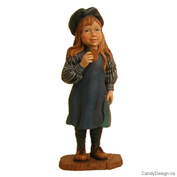 Pike i blå kjole og hatt